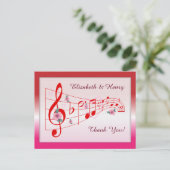 音楽とハイビスカス結婚のサンキューカード ポストカード (スタンド正面)