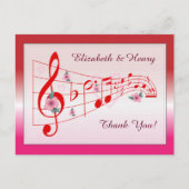音楽とハイビスカス結婚のサンキューカード ポストカード (正面)