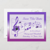 音楽とバイオリンが日付カードを保存 案内ポストカード (正面/裏面)