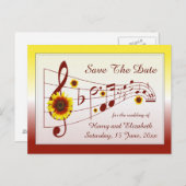 音楽とヒマワリは日付カードを保存 案内ポストカード (正面/裏面)