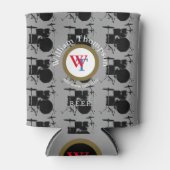 音楽とビール、ドラムインスパイア、サークルモノグラム 缶クーラー (正面)
