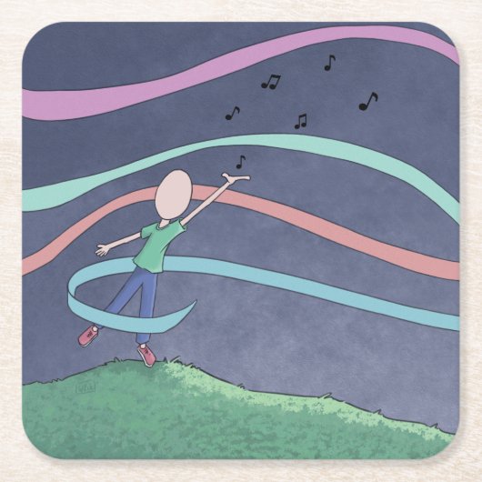 音楽とメロディスクエア紙コースター スクエアペーパーコースター (正面)