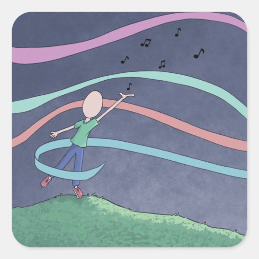 音楽とメロディースクウェアのステッカー スクエアシール (正面)