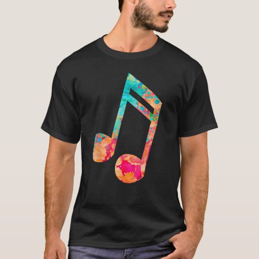 音楽と楽譜ポップアート Tシャツ (正面)