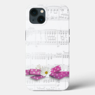 音楽と水玉模様リボン iPhone 13ケース