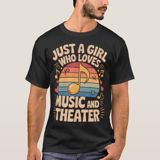 音楽と演劇・ドラマが好きな女の子 Tシャツ (正面)