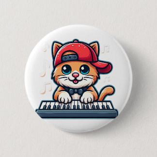 音楽と猫好きのための猫ピアノデザイン 缶バッジ