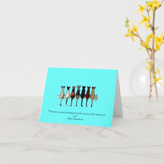 音楽と猫 カード (黄色い花)