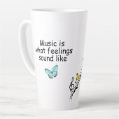 音楽と蝶、音楽は感覚 カフェラテマグ (左アングル)
