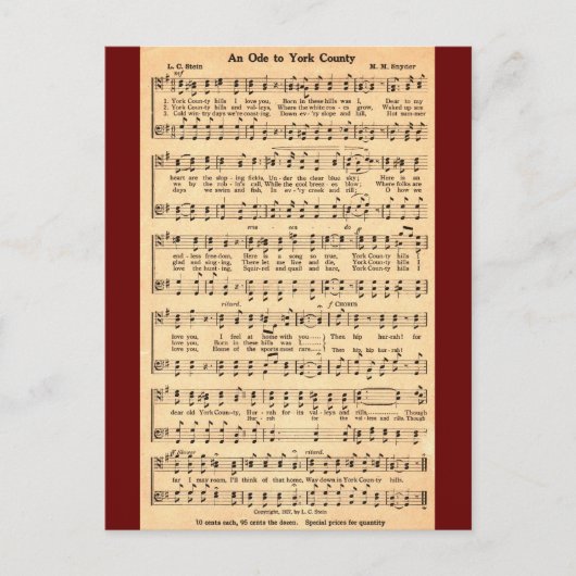 音楽と詩のAn Ode to York County ポストカード (正面)