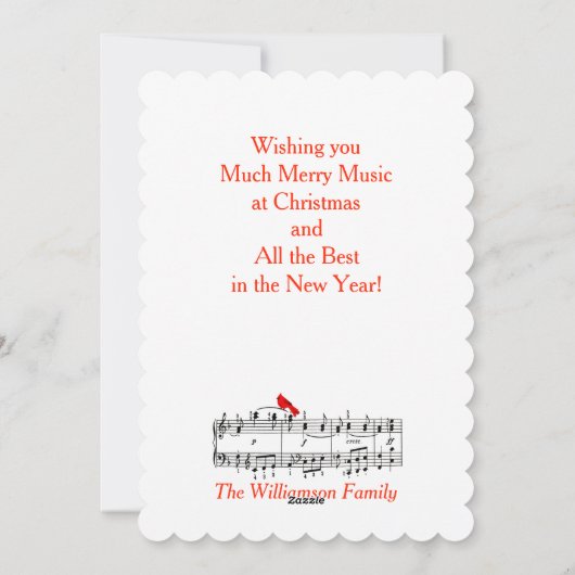 音楽と赤鳥のクリスマスカード シーズンカード (裏面)