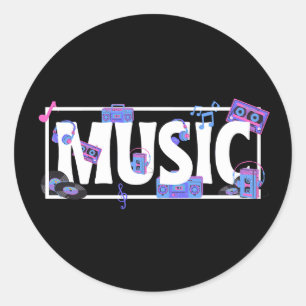 音楽と音楽の単語の物 ラウンドシール