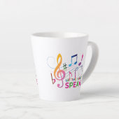 音楽と音楽話のノートを置く カフェラテマグ (右アングル)