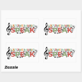 音楽と音楽話のノートを置く 長方形シール