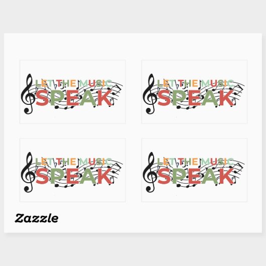 音楽と音楽話のノートを置く 長方形シール (シート)