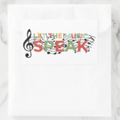 音楽と音楽話のノートを置く 長方形シール (バッグ)