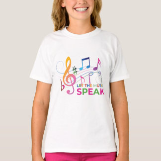 音楽と音楽話のノートを置く Tシャツ