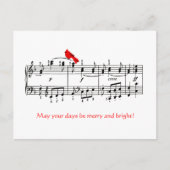 音楽と（鳥）ショウジョウコウカンチョウレッドバードクリスマスポストカード シーズンポストカード (正面)