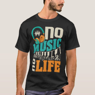 音楽なしヘッドフォンで生きないハートビートミュージカル Tシャツ