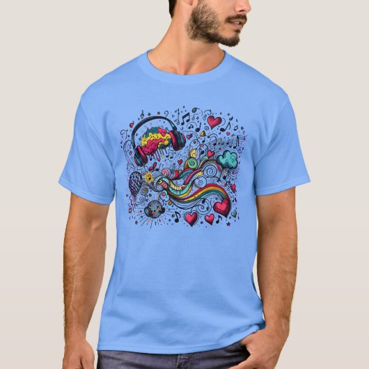 音楽にのっとられる脳　リズムを感じて 笑 Tシャツ (正面)