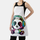 音楽にヘッドフォン聞でハッピーパンダ。 エプロン (インサイチュ)