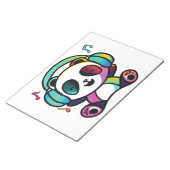 音楽にヘッドフォン聞でハッピーパンダ。 ノートパッド (アングル)