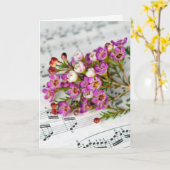 音楽に合わせてピンクの花 カード (黄色い花)