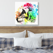 音楽に吠える犬 キャンバスプリント (インサイチュ (寝室))