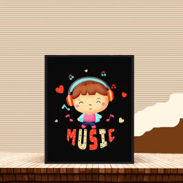 音楽のある小さな少年 フォトプリント           