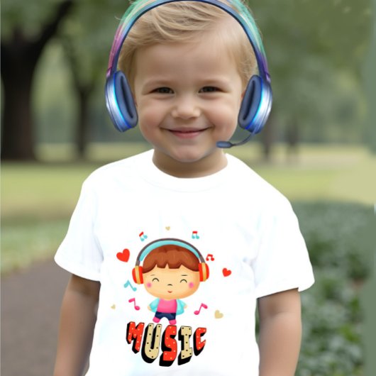 音楽のある小さな少年 ベビーTシャツ