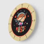 音楽のある小さな少年 ラージ壁時計 (傾斜)