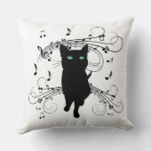 音楽のささやきに包まれた黒猫 クッション (裏面)