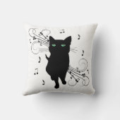 音楽のささやきに包まれた黒猫 クッション (裏面)