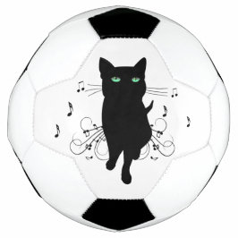 音楽のささやきに包まれた黒猫 サッカーボール