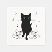 音楽のささやきに包まれた黒猫 スタンダードカクテルナプキン (正面)