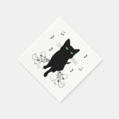 音楽のささやきに包まれた黒猫 スタンダードカクテルナプキン (角)