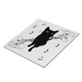 音楽のささやきに包まれた黒猫 タイル (側面)