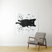音楽のささやきに包まれた黒猫 タペストリー (インサイチュ(横))