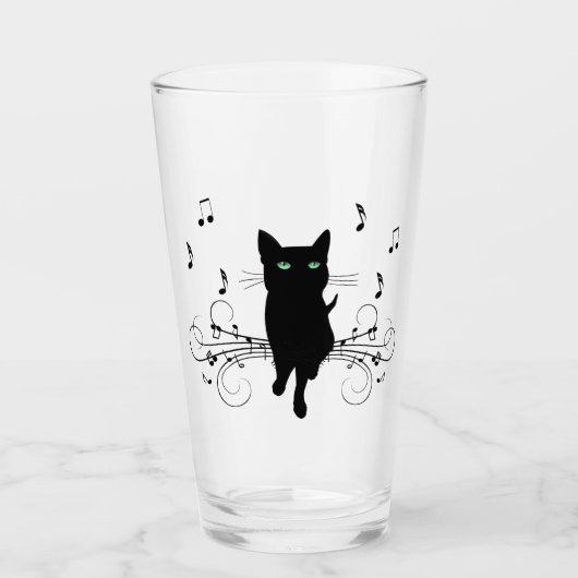 音楽のささやきに包まれた黒猫 タンブラーグラス (正面)