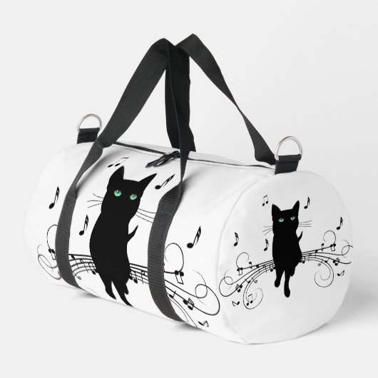 音楽のささやきに包まれた黒猫 ダッフルバッグ (左コーナー)