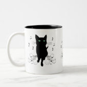 音楽のささやきに包まれた黒猫 ツートーンマグカップ (左)