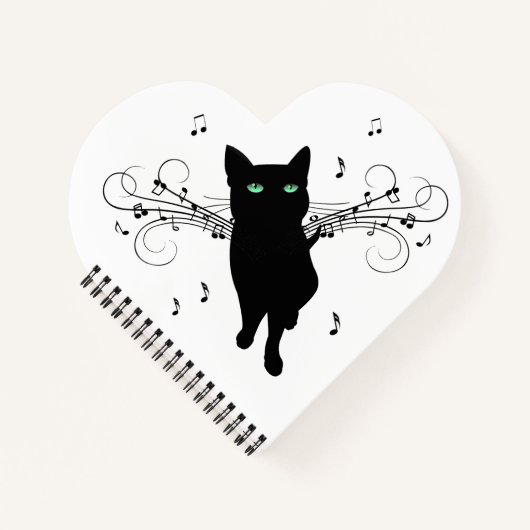 音楽のささやきに包まれた黒猫 ノートブック (正面)