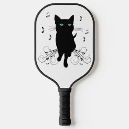 音楽のささやきに包まれた黒猫 ピックルボールラケット