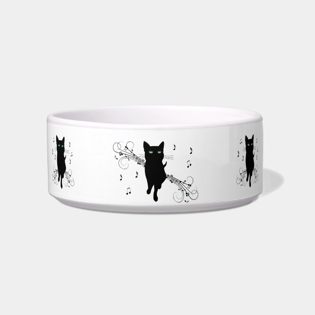 音楽のささやきに包まれた黒猫 ボウル (正面)