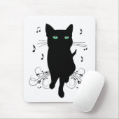 音楽のささやきに包まれた黒猫 マウスパッド (マウス)