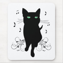 音楽のささやきに包まれた黒猫 マウスパッド