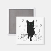 音楽のささやきに包まれた黒猫 マグネット (正面/裏面)