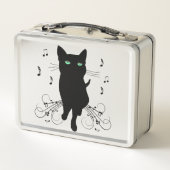 音楽のささやきに包まれた黒猫 メタルランチボックス (裏面)