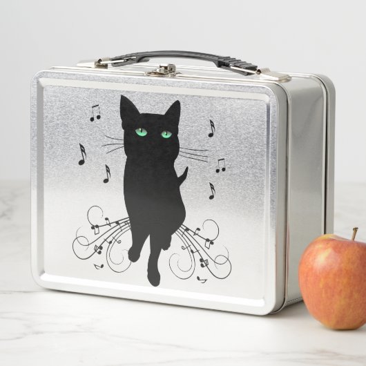 音楽のささやきに包まれた黒猫 メタルランチボックス (インサイチュ)