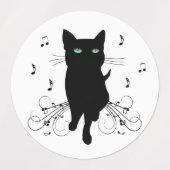 音楽のささやきに包まれた黒猫 ラベル (デザイン2)